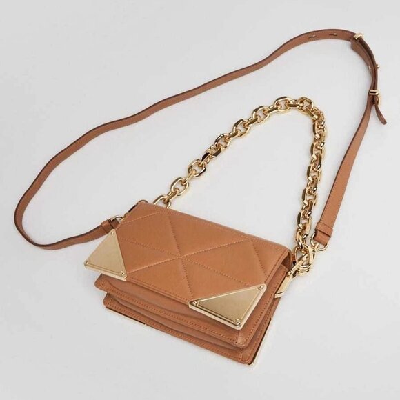 Prada Caramel Quilted Nappa Stitched Shoulder Bag 1BD333 - Picture 3 of 12